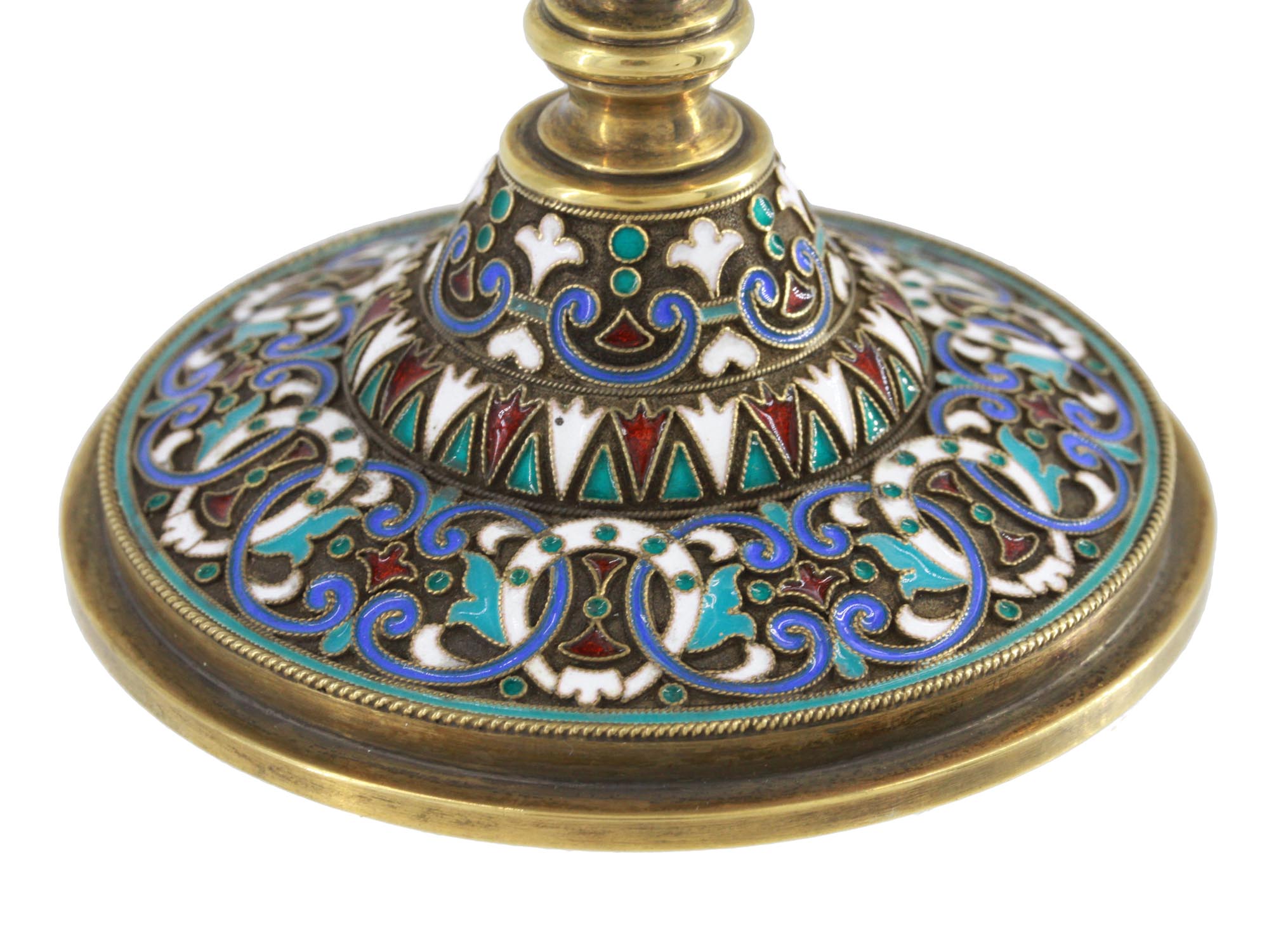 RUSSIAN GILT SILVER ENAMEL PLIQUE A  JOUR SHERBET PIC-6